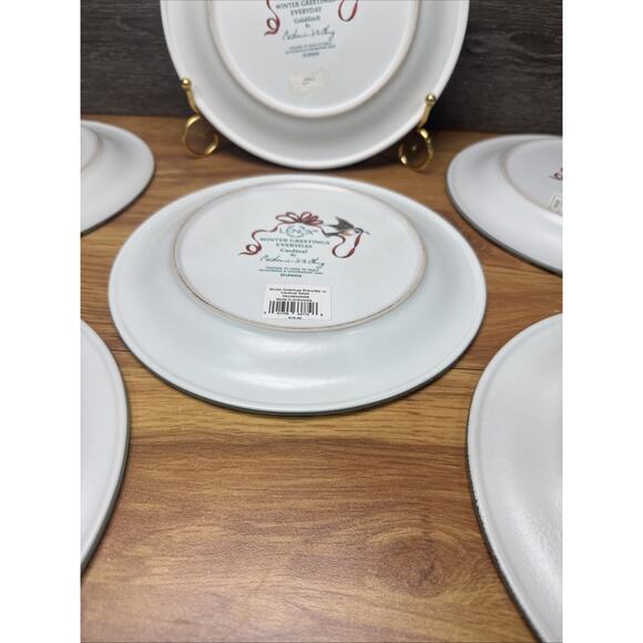 Lenox Winter Greetings Everday Tartan 8.5" Bird Salad/Dessert Plates -Set Of 6 - Picture 10 of 10